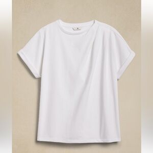 NWT! Banana Republic white cotton roll-cuff t-shirt